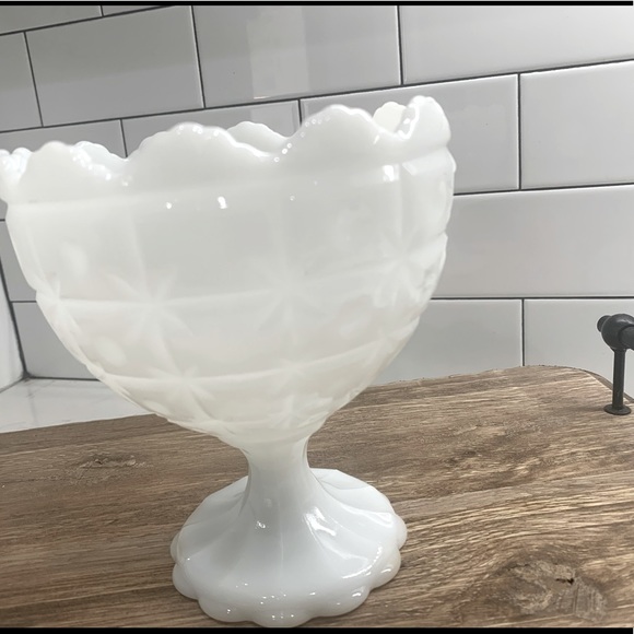 Vintage Napco White Milk Glass Candy Dish Bowl